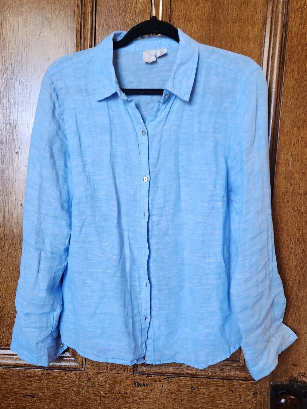 Light Blue Pearl-Button Linen Shirt
